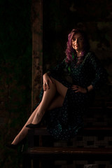 portrait of young woman with colored hair