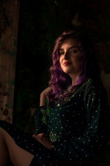 portrait of young woman with colored hair