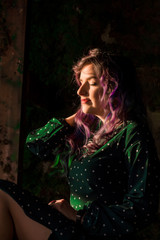 portrait of young woman with colored hair