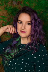 portrait of young woman with colored hair