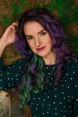 portrait of young woman with colored hair