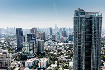 Obraz premium BANGKOK, THAILAND - Nov 26 : Bangkok City - Aerial view Bangkok city downtown skyline of Thailand , Cityscape Thailand