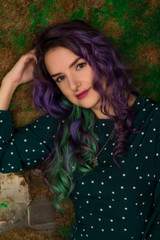 portrait of young woman with colored hair