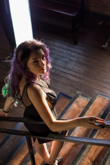 portrait of young woman with colored hair