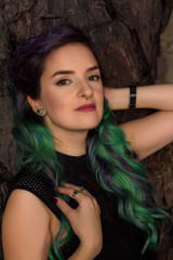 portrait of young woman with colored hair