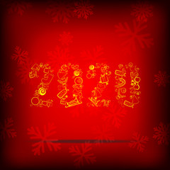 Vector : 2020 with christmas items on christmas ball