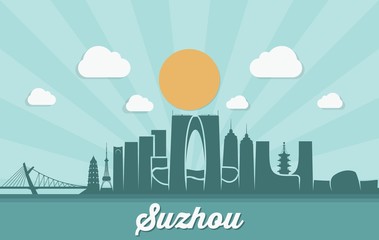 Suzhou skyline - China - vector illustration