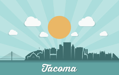 Tacoma skyline - Washington, United States of America, USA - vector illustration