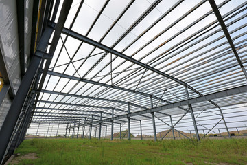 Steel frame of industrial factory building