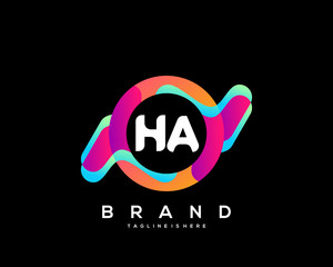 HA initial logo With Colorful Circle template vector.