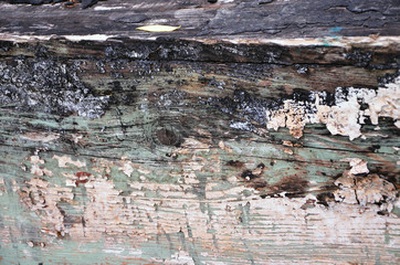  texture of wooden boards with peeling paint 