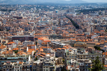 Fototapeta na wymiar Aerial view of Marseille, France. Cityscape with rooftops in a summer day.