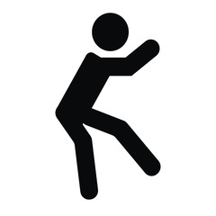 man climbing something which can be put  Don't symbols or Signs on it