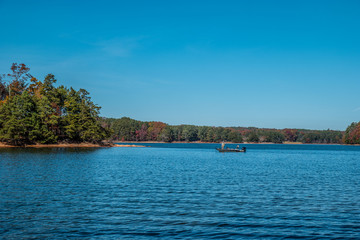 Fototapeta premium Fishing in a boat on the lake