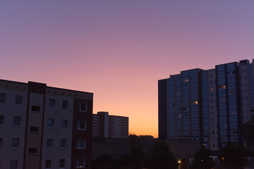 Fototapeta premium Sunset at Rostock-Evershagen, Mecklenburg Western Pomerania, Germany, Europe