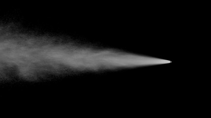 VFX plate photo of spray blast on black background, fountain of vaporized foam particles - obrazy, fototapety, plakaty
