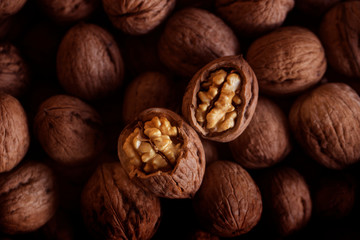 Background of fresh walnuts