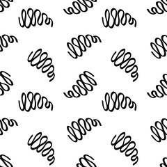 Abstract seamless pattern with hand drawn flourish. Black spring on white background. Vector illustration.
