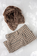 Set of accessories fashion clothes seen from above, top view