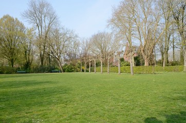 Fototapeta na wymiar Grass area in park in Brugge, Belgium