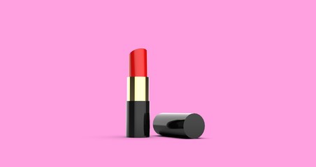 Red Lipstick, Cosmetic, 3D Rendering