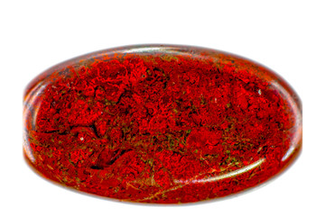 Macro of natural mineral rock on white background close up