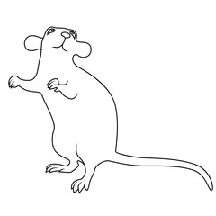 Black contour of Rat on a white background