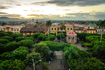 City of Granada, Nicaragua in Central America at sunset - obrazy, fototapety, plakaty