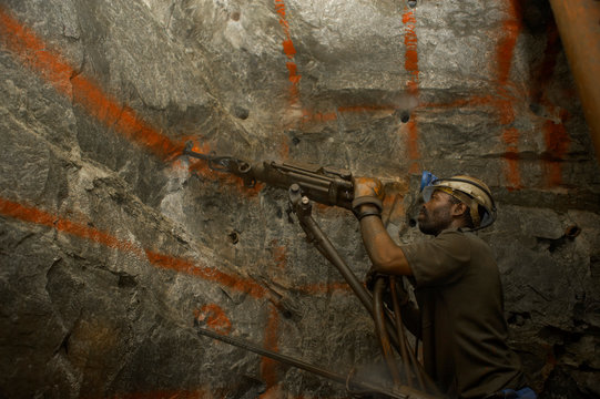 Goldmine drilling 3km underground, Gauteng, South Africa