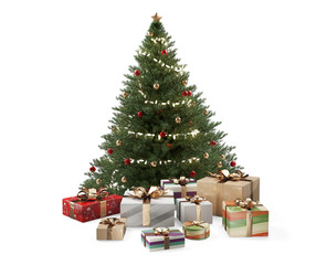 Christmas gifts. golden presents design 3d-illustration