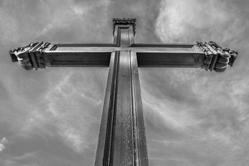 Beautiful holy cross illuminated by sunlight