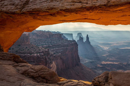 Sunrise at Mesa Arch in Canyonlands National Park, Utah.