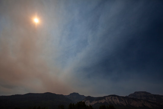 Smoke from a forest fire blocks the sun in Southwest Colorado.