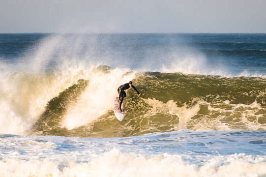 Big waves at sunset