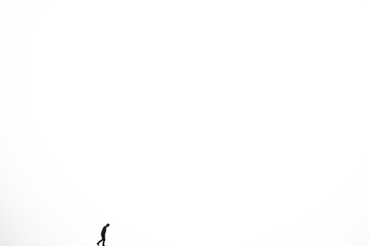Man walking in the mist