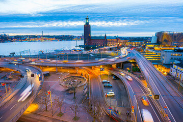 City traffic at dusk