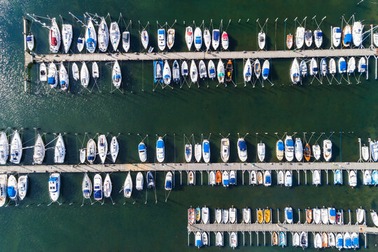 Aerial view of marina