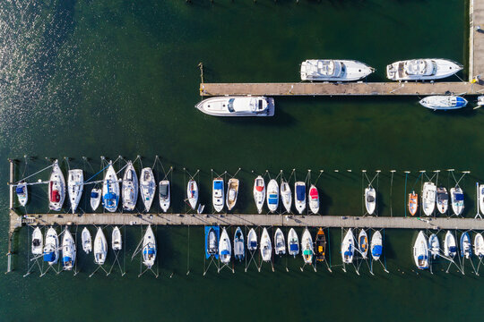 Aerial view of marina