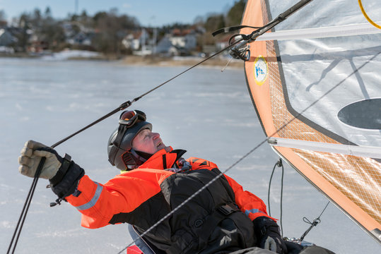 Man on ice boat