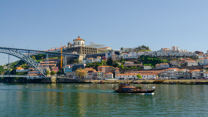 Fototapeta na wymiar View on the Dom Luis I bridge and Villa Nova de Gaia