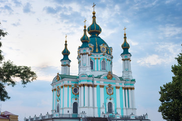 Fototapeta na wymiar Landmark Andrews church Kiev, Ukraine