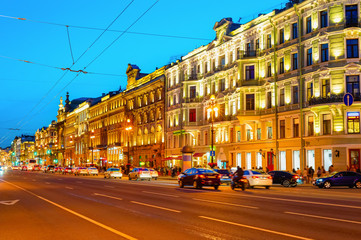 Fototapeta premium Nevsky night cityscape, Saint Petersburg