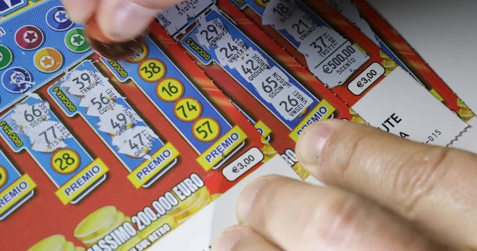 scratch card lottery, fortune ticket. scratch the lucky numbers with the coin. Illustrative editorial