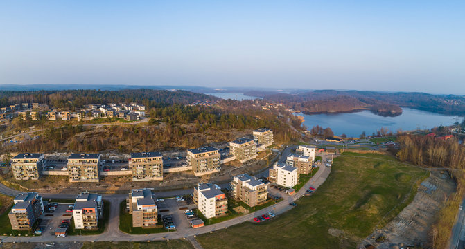 Aerial view of blocks of flats