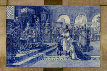 Mosaic in azulejos in S Bento Station