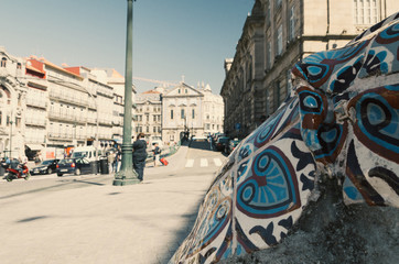 Azulejos on the rock near the train station