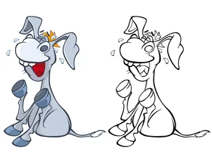 Fototapeten Illustration eines niedlichen Cartoon-Charakters Burro für Ihr Design und Computerspiel. Malbuch-Umriss-Set © liusa