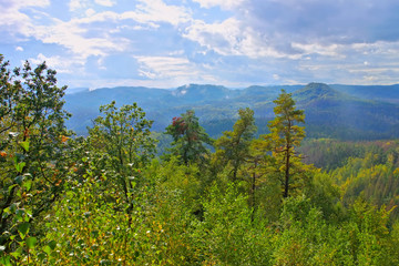Koenigsplatz Aussicht in der Saechsischen Schweiz, N&auml;he Kirnitzschtal - Elbe sandstone mountains, co called view Koenigsplatz