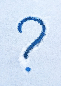Question mark on snow