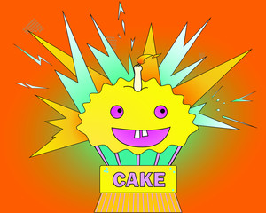 merry holiday cupcake in comic book style